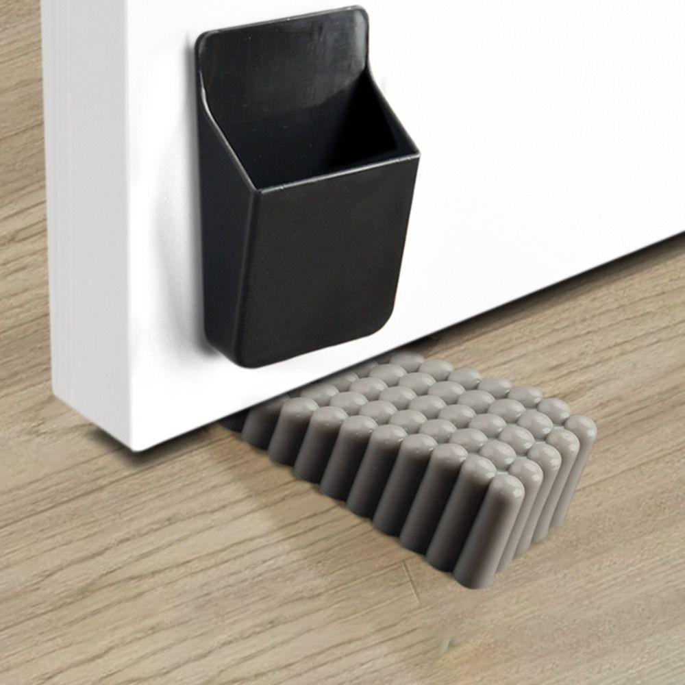 Tragbarer, bohrfreier Türstopper, reduziert Lärm, schützt die Wand, winddichter Türstopper, sicheres Silikon-Türblockiergerät, Kinder
