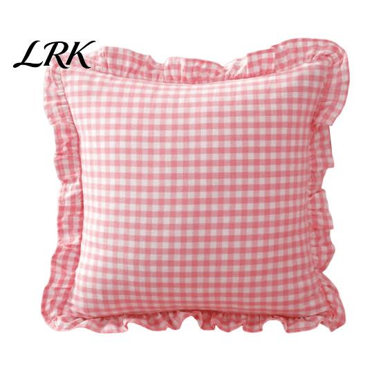 Federe Cuscino Cotone Stile Rustico, Copricuscino Decorativo con Volant, Fantasia a Quadri con Bordo Arricciato, 18x18 Federe Minimaliste Moderne, 20x12 Copricuscino Decorativo