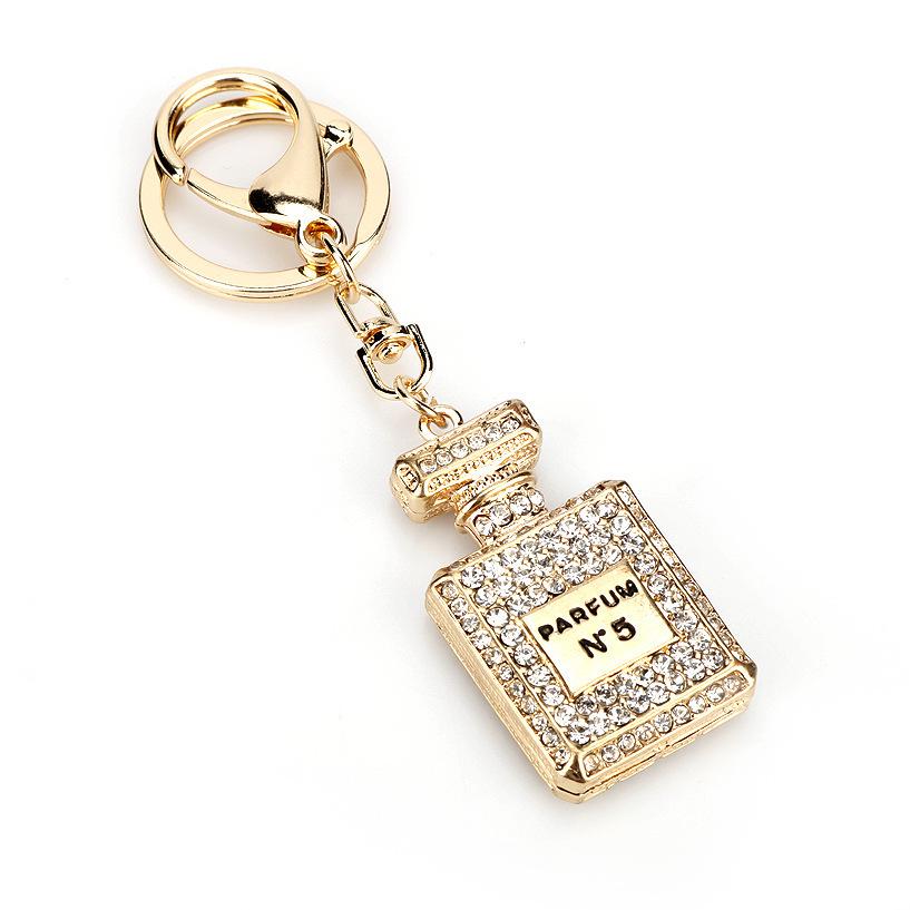 Korean Crystal Perfume Bottle Keychain - Women's Car Accessory & Bag Pendant