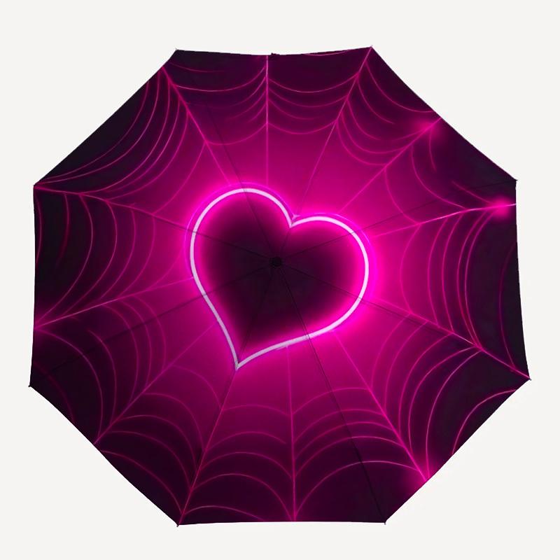 

1pc Neon Heart Automatic Folding Umbrella - Compact 8-Rib Design, Durable Plastic & Iron, Lightweight for Outdoor Daily Use152