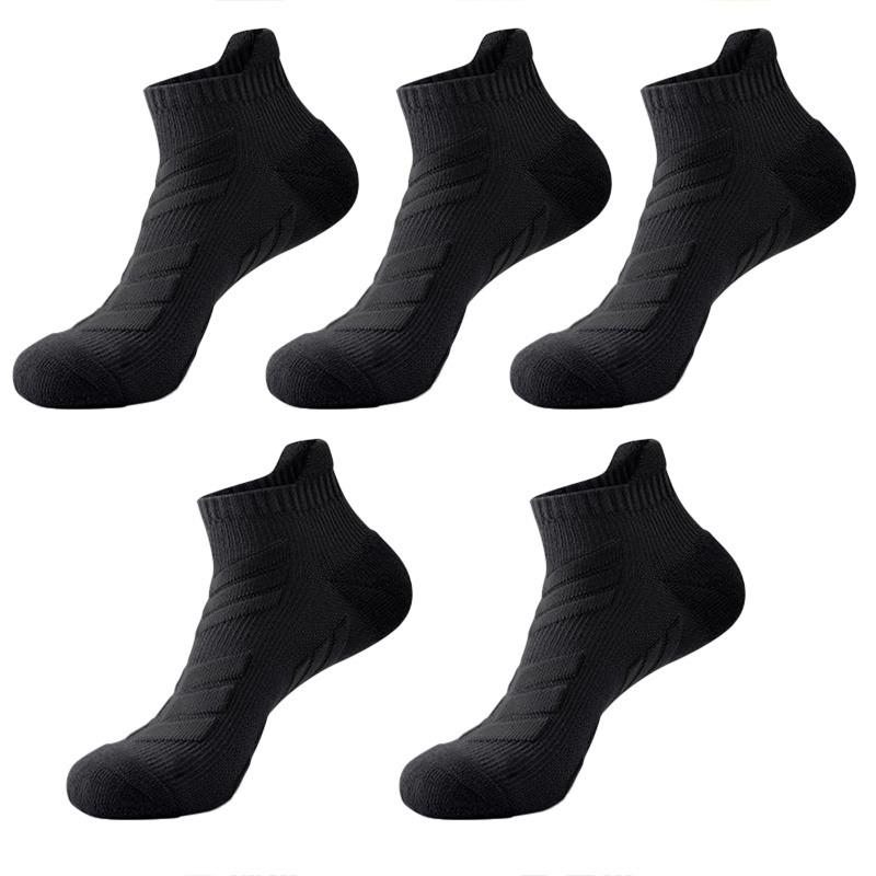 5 Pairs Men's Outdoor Ankle Socks, Shock-Absorbing And Anti Slip Sports Socks, Sweat Absorbing And Breathable Towel Bottom Socks