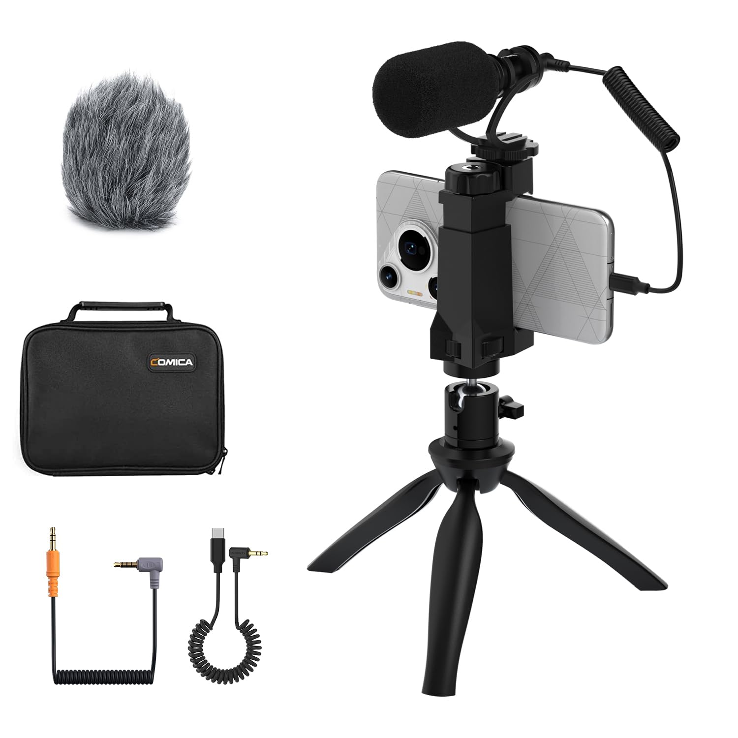 

COMICA Smartphone Shotgun External Microphone with Mini Compatible with iPhone and Black CVM-VM10-K2 Microphone, Tripod, Android,