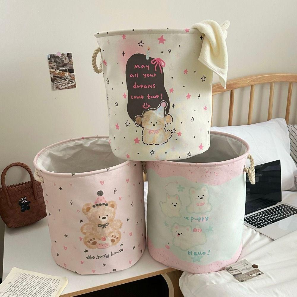 Cartoon Toys Storage Basket Space-Saving Dirty Clothes Basket Cute Laundry Hamper  Dormitory