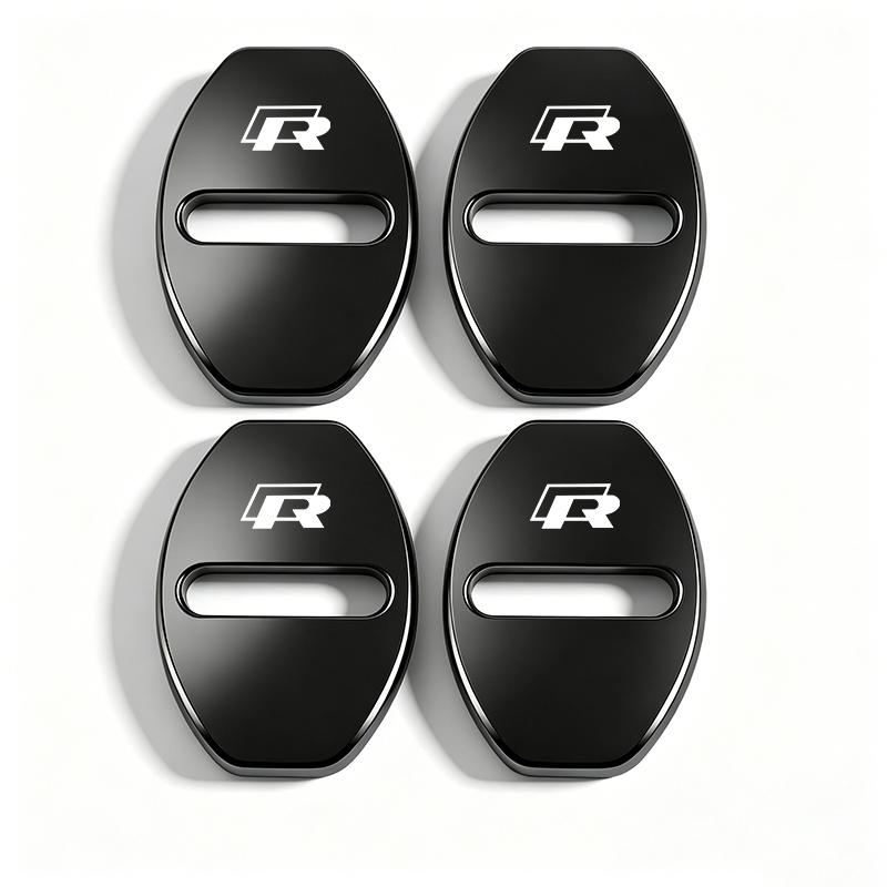 4Pcs Zinc Alloy Car Door Lock Buckle Protection Cover Anti-Collision Shock Absorbing Cushion For VW Golf T‑Roc Tiguan Polo MK7