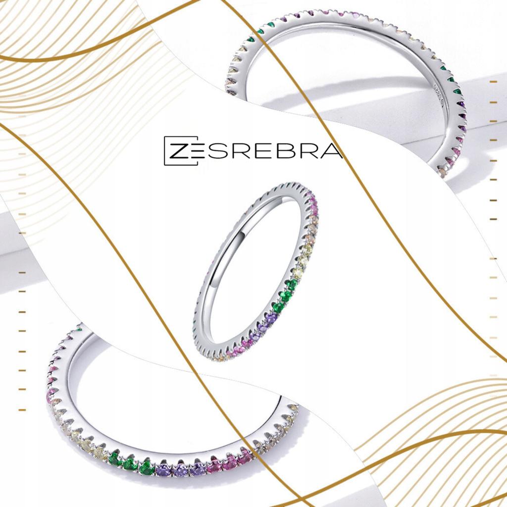 Ring With Colorful Cubic Zirconias S925 Crystals
