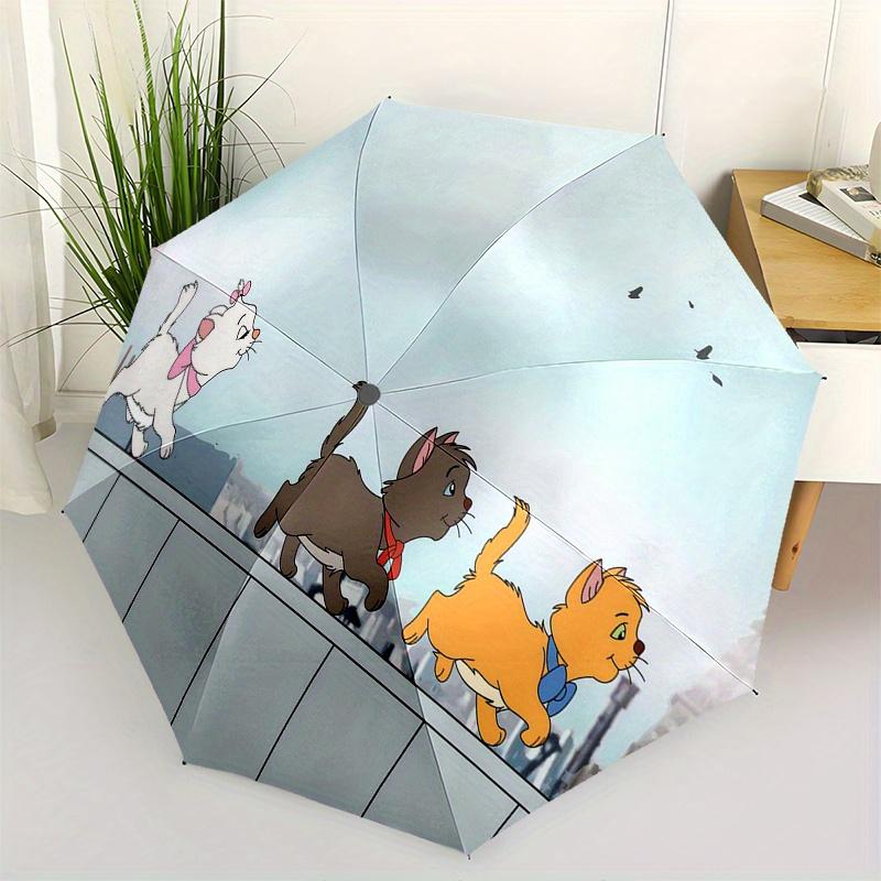 

The Wandering Cat Automatic Opening and Closing Umbrella - 8 Ribs Portable Folding Umbrella with Plastic Handle, Suitable for Leisure and Ha