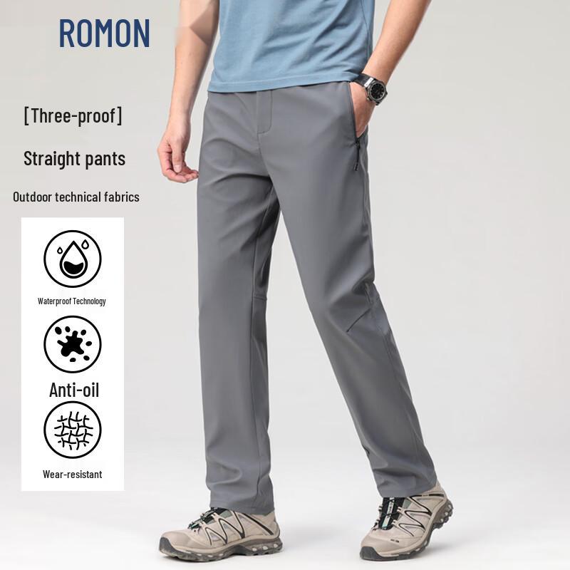 ROMON Men s Spliced Stretch Straight Work Pants 32