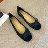 W981-1 French Flat Bottom Shallow Mouth Single Shoes Women's Shoes 2025 New Retro Suede Fairy Wind Ballet Beanie Shoes