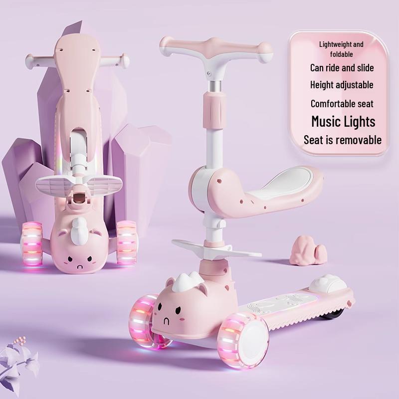 Children's Foldable Scooter for Ages 3-12, Pedal Model, Suitable for Boys and Girls