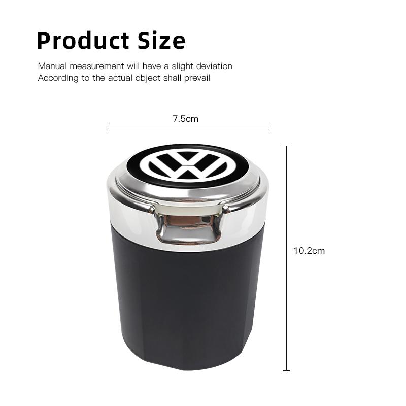 Car Emblem LED Ashtray Portable Smoke Ashes Holder For Volkswagen VW Scirocco Golf Amarok T5 Phaeton T-Cross Teramont ID3 Tiguan