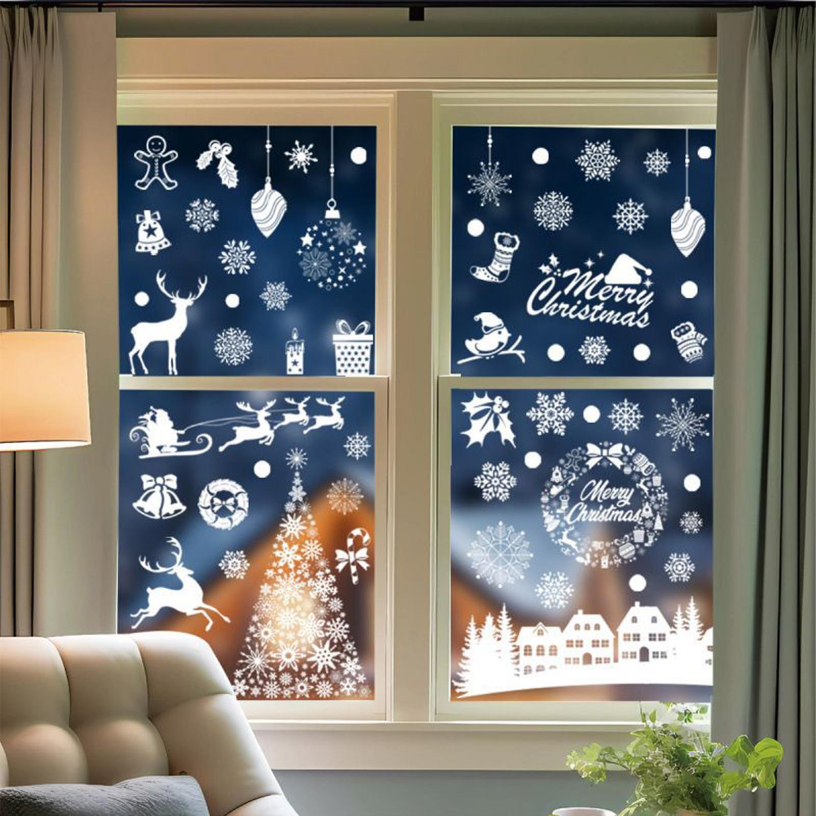 

Christmas Window Stickers 9 Pieces Reusable Static Holiday Window Clings Christmas Decorations For Mirror Door Bathroom Bedroom CHINA