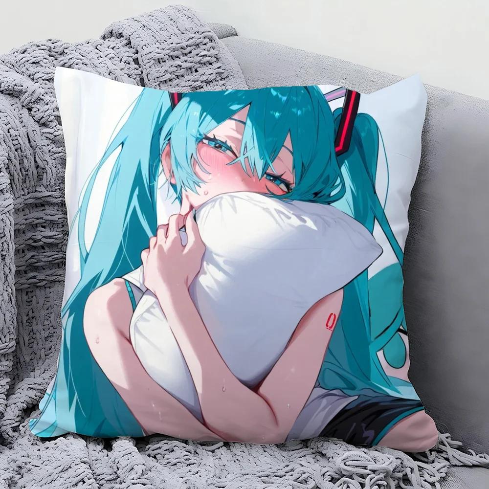 H-Hatsune M-Miku Singer Anime Pillow Case Square Pillow BedroomSofaLeisure Comfort Cushion Car Living Room Home Decoration 40X40