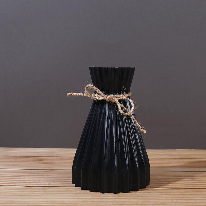 Minimalist Cinched Waist Origami Vase with Hemp Rope Accent for Artificial Flowers