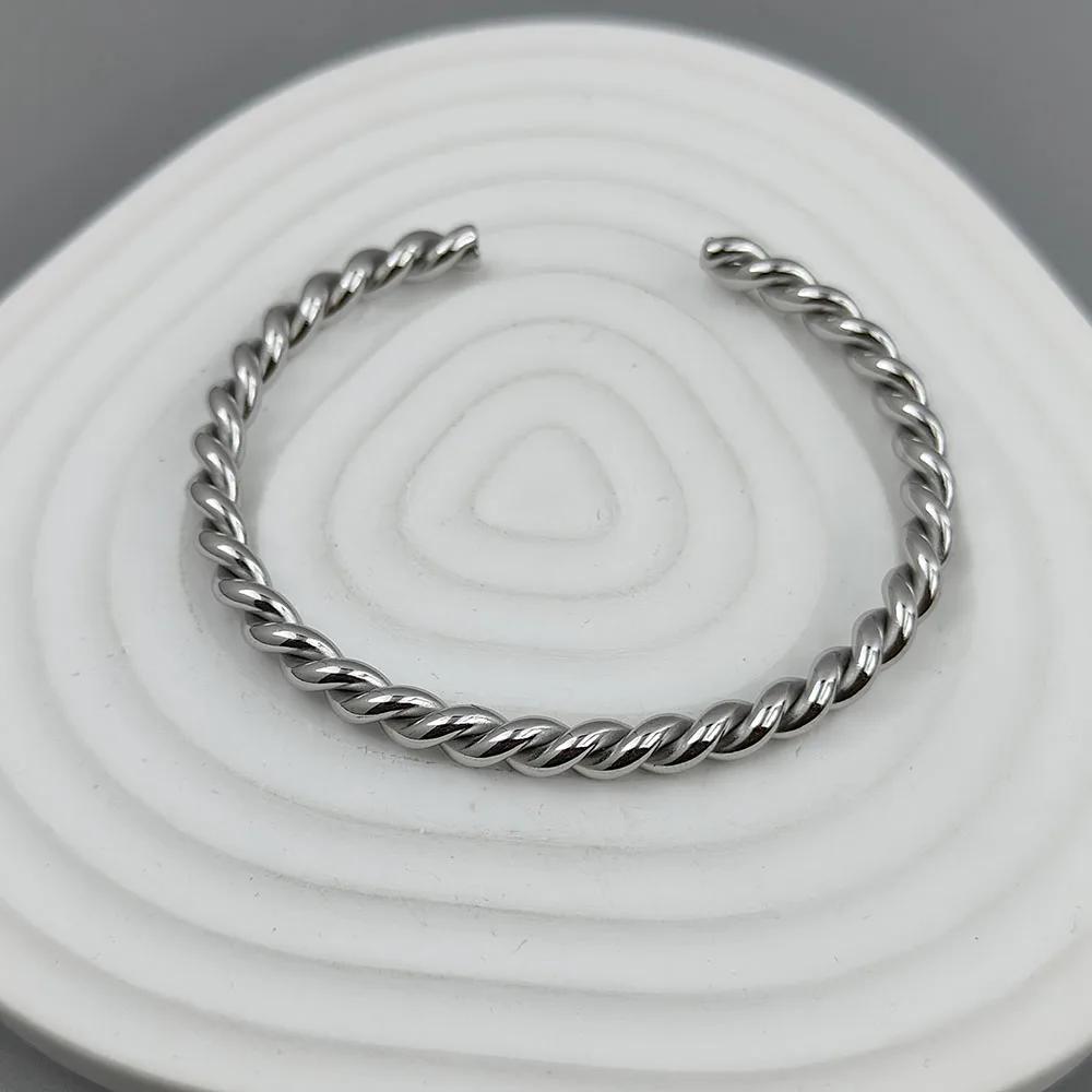 Double-layer Wire-wrapped Stainless Steel Gold-plated 18K Bracelet, High-quality Waterproof Silver Jewelry, Gift for Couples