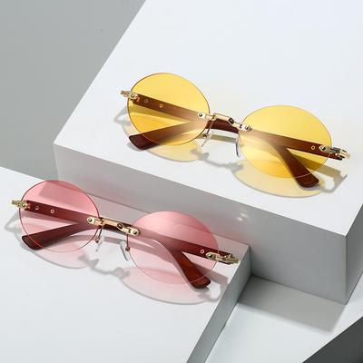 Rimless Vintage Trend Oval Sunglasses Women Men Exquisite Luxury Sun Glasses Driving Fishing Male Female Glasses