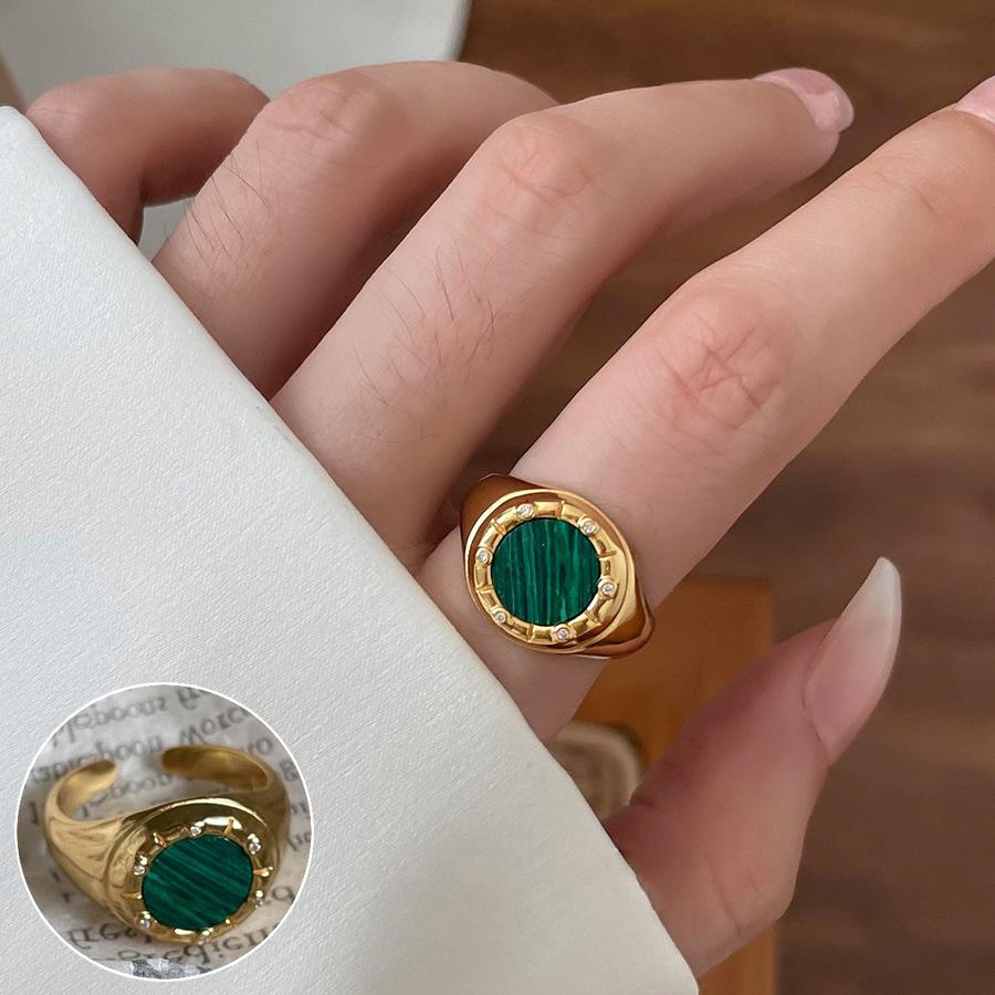 Inel de deget deschis, placat cu argint, cu glazură colorată în stil vintage și design geometric, pentru femei