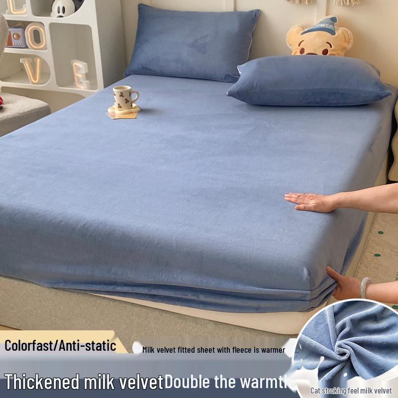 Autumn Winter Flannel Fitted Sheet: Non-slip Coral Fleece Bedspread & Mattress Cover