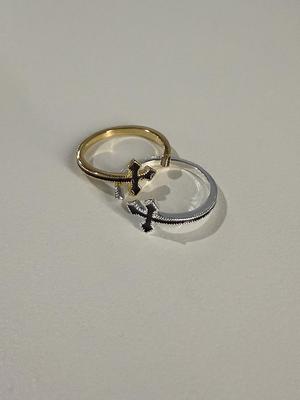 Mosxe [925 Silver] Open Cross Ring (2 Colors)