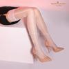 Luoying 7248 Ultra-Thin Shiny Black Jacquard Stockings with Silicone Grip