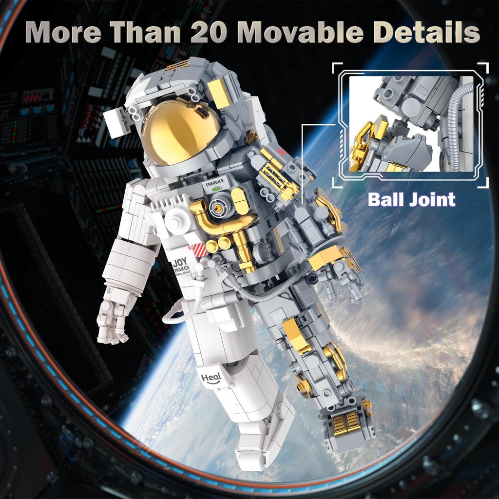 JMBricklayer Astronaut Building Blocks Set for Adults and Boys Ages 8-14, Cool Astronaut Model Kit with Display Stand, Spaceship Explorer STEM Toy, Sp
