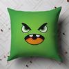 Decorative Pillow Cover | 45.72X45.72 Cm | Angry Face Design with Green Background | Multi-Color Polyester Short Plush | Machine Washable | Ideal for 