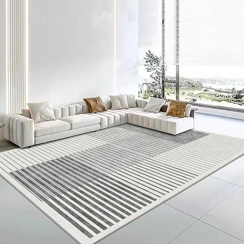 Modern Minimalist Striped Area Rug – Soft Plush Non-Slip Stain Resistant Wear-Resistant Living Room Carpet Floor Mat