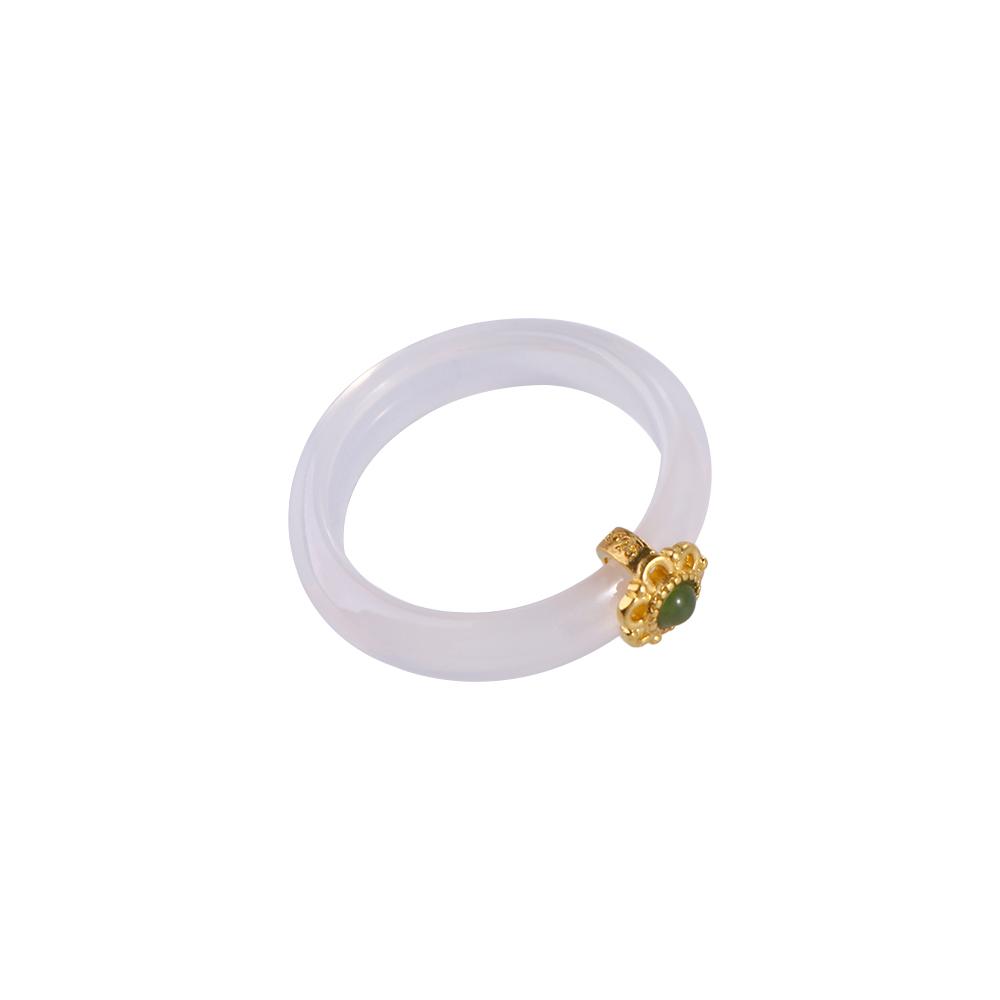 

Day Gift Niche Design Couple Jewelry Inlay Chinese Style Ring Chalcedony Finger Ring Women s Accessories Flowers Ring