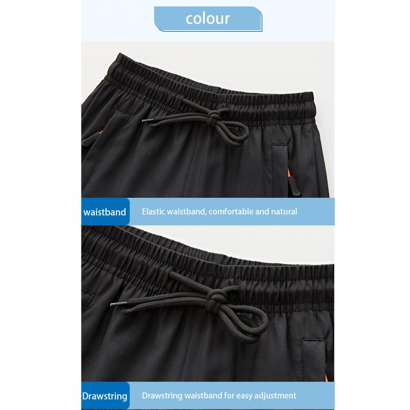 Jungen Sommer Shorts aus elastischer Eisseide, leicht, sportlich, lässig, Polyester, mehrfarbig, Sportbekleidung für große Kinder, schnelltrocknend