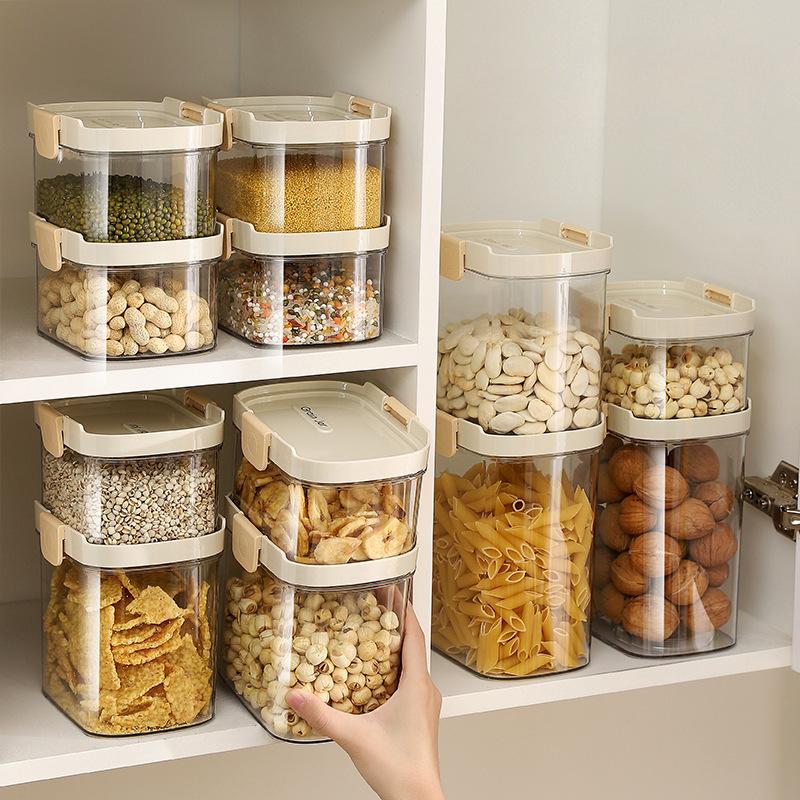 New Grain Sealed Tank Kitchen Storage Food Grade Plastic Tank Box Transparent Snack Tea Storage Tank