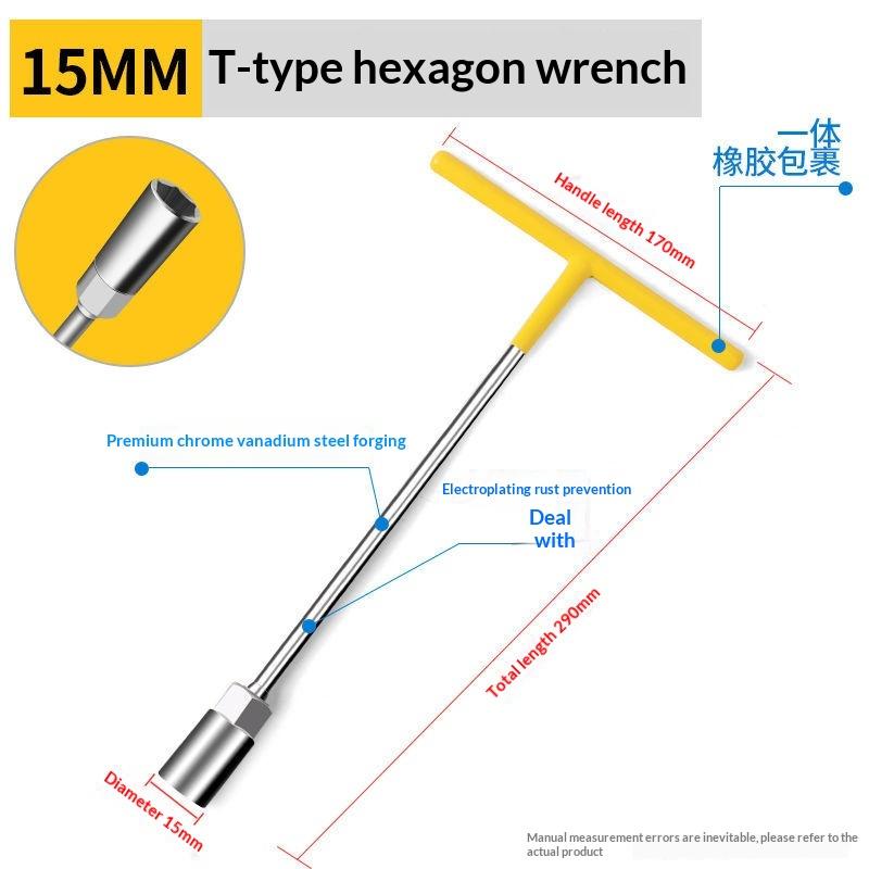 T-Type Socket Wrench Set, T-Shaped Extended Hex Wrench, Rubber-Coated Car And Motorcycle Tire Repair Tools