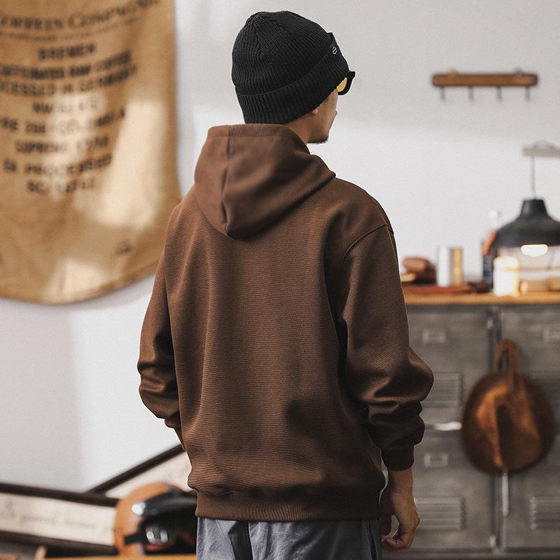 360g Herren Lockerer Schwerer Farbblock-Hoodie - Retro Frühling/Herbst Gestickte Lässige Jacke