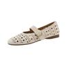 Hohle Lochschuhe Damen neu Sommer flache Mündung bequem Retro Wortgürtel Mary Jane Schuhe flache Einzelschuhe Damen