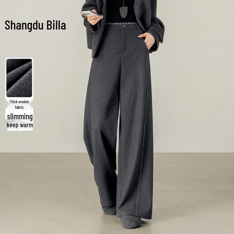 

Women s Plaid Wide-Leg Warm Casual Pants L