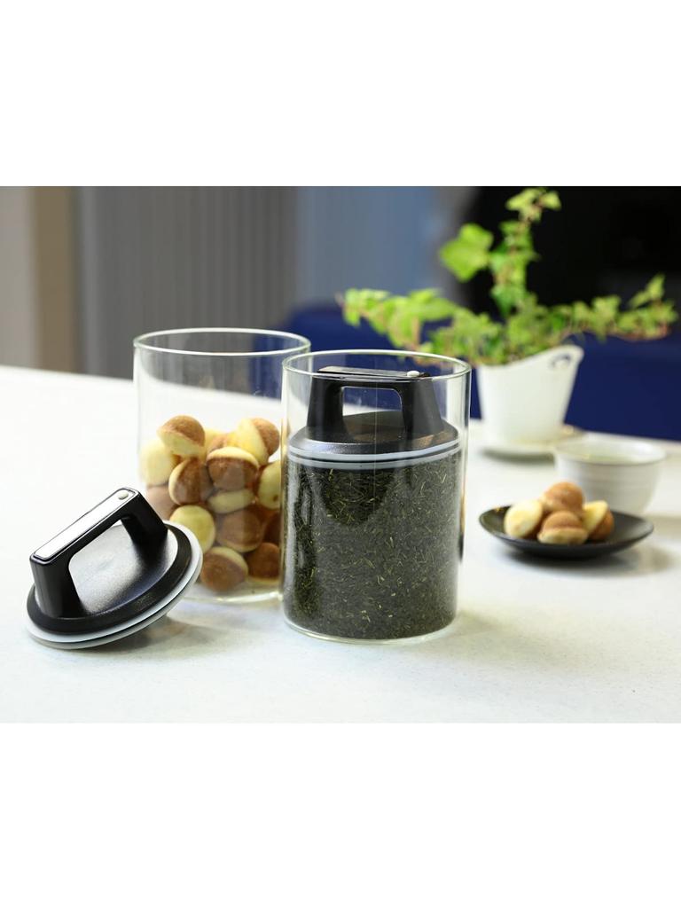 Fujisho Felio Vorratsbehälter, Glaskanister, 1300 cc, Luftreduzierer, regelmäßige One-Touch-Bedienung, luftdicht, Antioxidation, keine Farbübertragung, F8752, 1 Stück