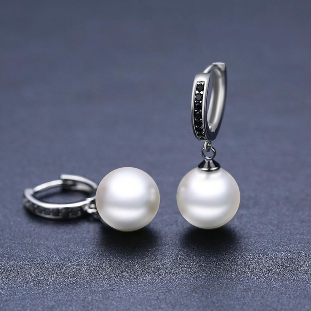 Black Awn Black Drop Earrings Pearls Jewlery