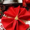 D5 Napkin 6PCS Rings Set for Christmas Winter Wedding, Gold Christmas Tree Metal Home Table Decorations, for Kitchen Banquet