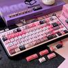 MAIMOOO Black Pink Cat Keycap Mao/Cherry Pbt Side Carving Cute Keycap 130Keys 7U Split Space Layout Black Pink Checkered Keycaps