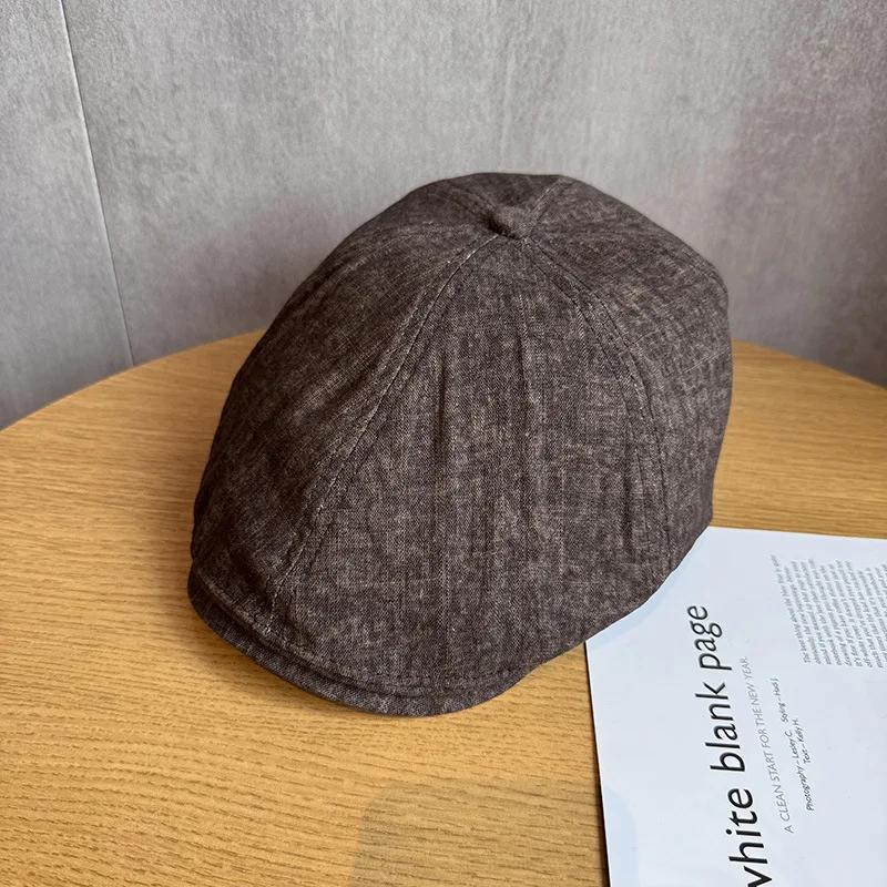 2025 Hemp Cotton Slouchy Newsboy Cap - American Vintage Pure Color Painter Hat Women Oversized Flattering Reversible Summer