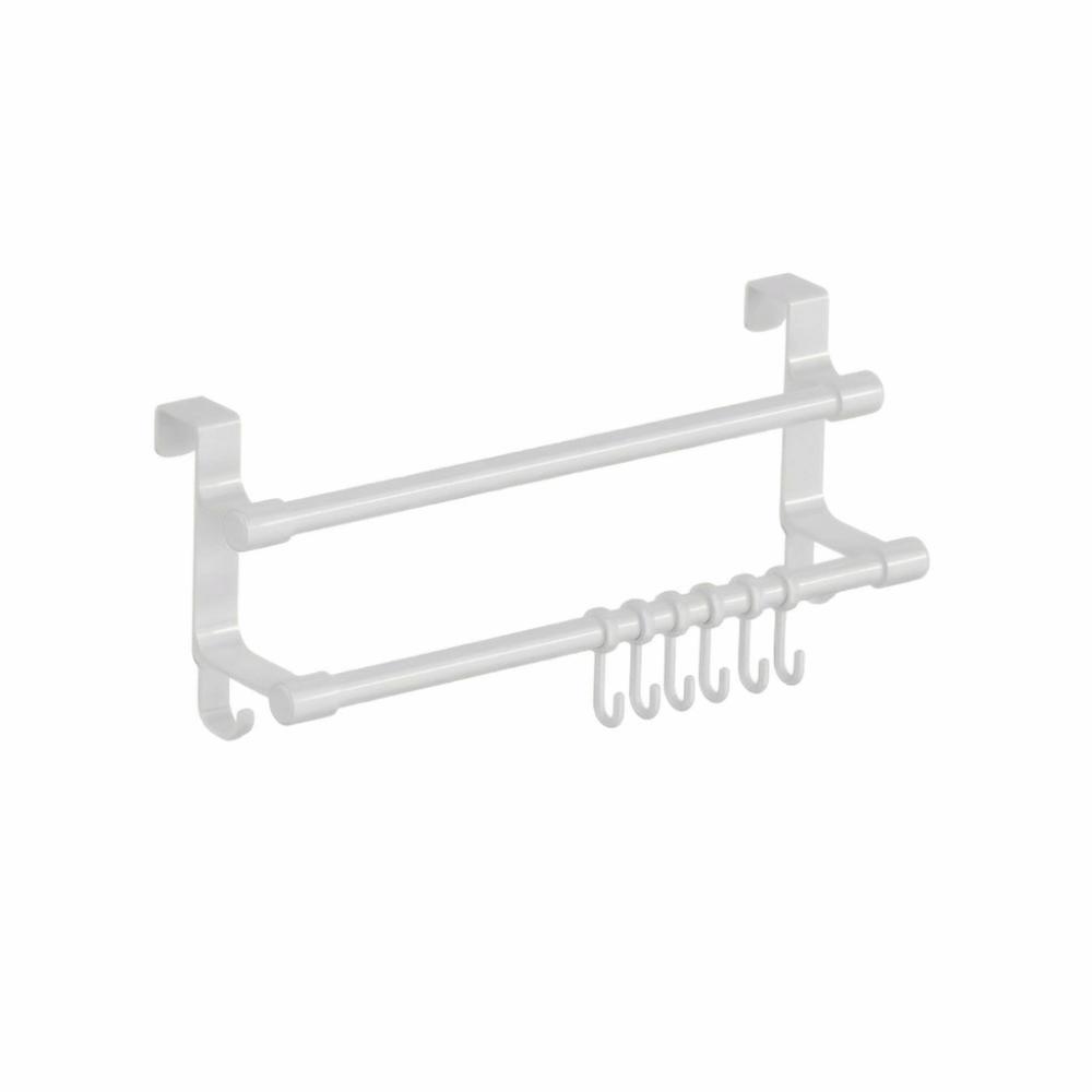Space-Saving Double Rod Towel Rack Punch-Free Bath Towel Organizer Toilet Storage