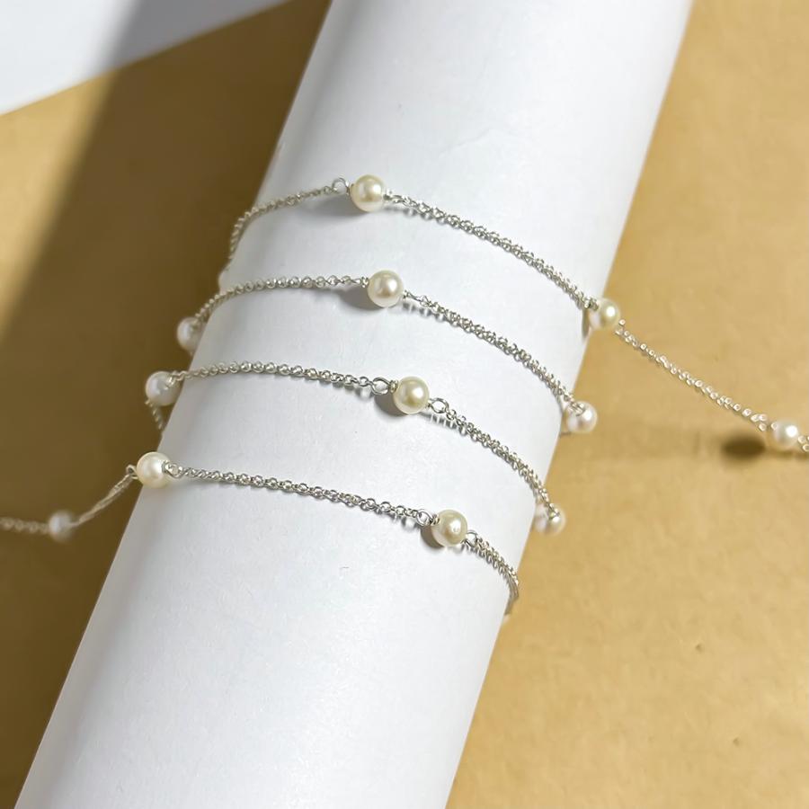 New Fine 14k Gold Filled Natural Freshwater Pearl Bulk Rolo Chain for Permanent Jewelry Making Silver 925
