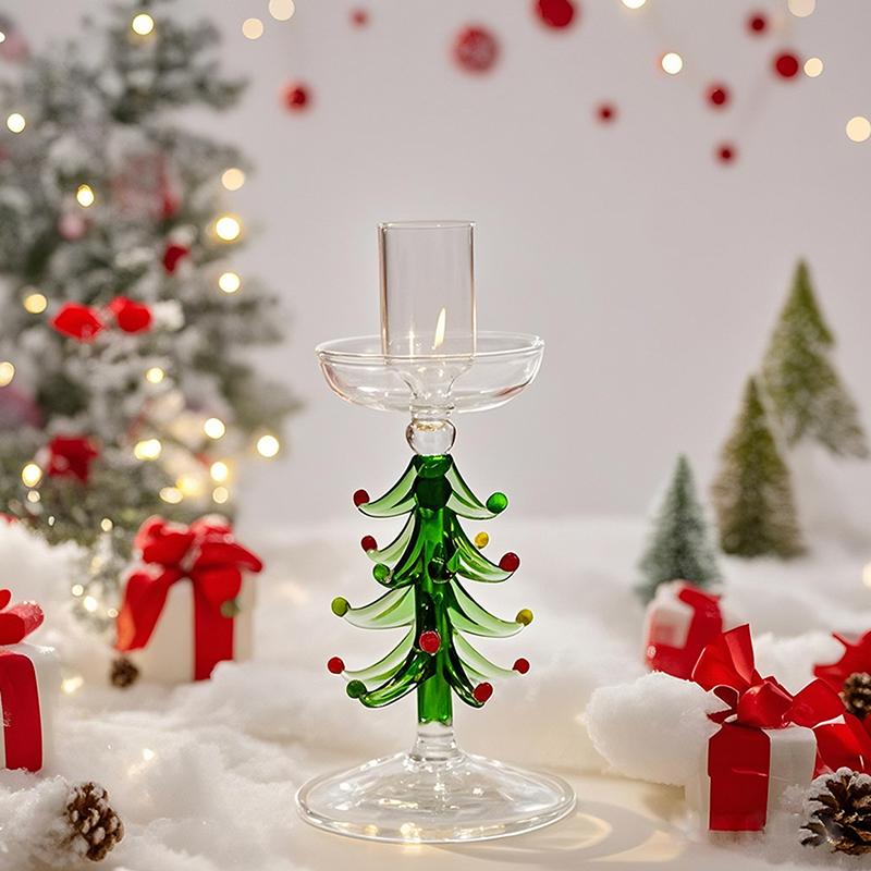 1PC Green Party Glass Candlesticks Nordic 2-in-1 Glass Candle Holder Vintage Multiple Options Available