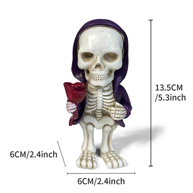 Miniature Skeleton Figurines Hand Carved Skeleton Doll With Sweatshirt Horror Figurines Skull For Household Desk Cupboard
