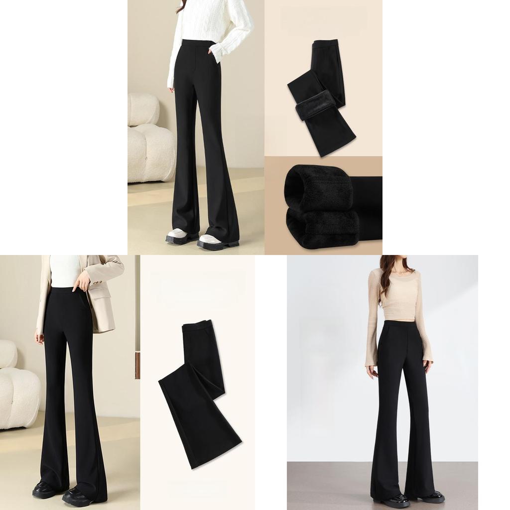 Womens Thickened Flared Pants With High Waist For Casual Office Wear