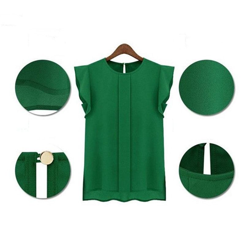 Elegant Womens Sleeveless Chiffon Tops With Timeless Design In Blue Green Red