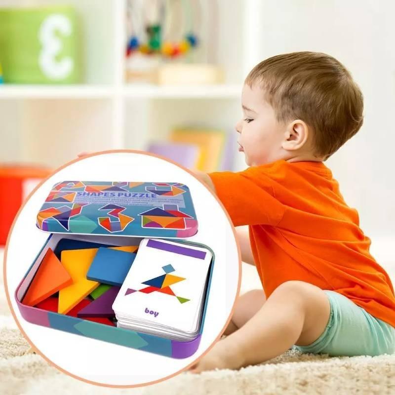 Langlebiges magnetisches Holz-Tangram-Puzzle für Kinder, Lernspielzeug für Kindergarten und Grundschule