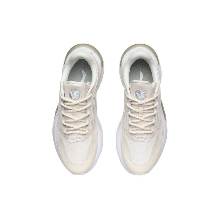 Li Ning V8 Non-Slip Wear-Resistant Low-Top Running Shoes Women Sneakers Eggshell-Gray ARHR056-2