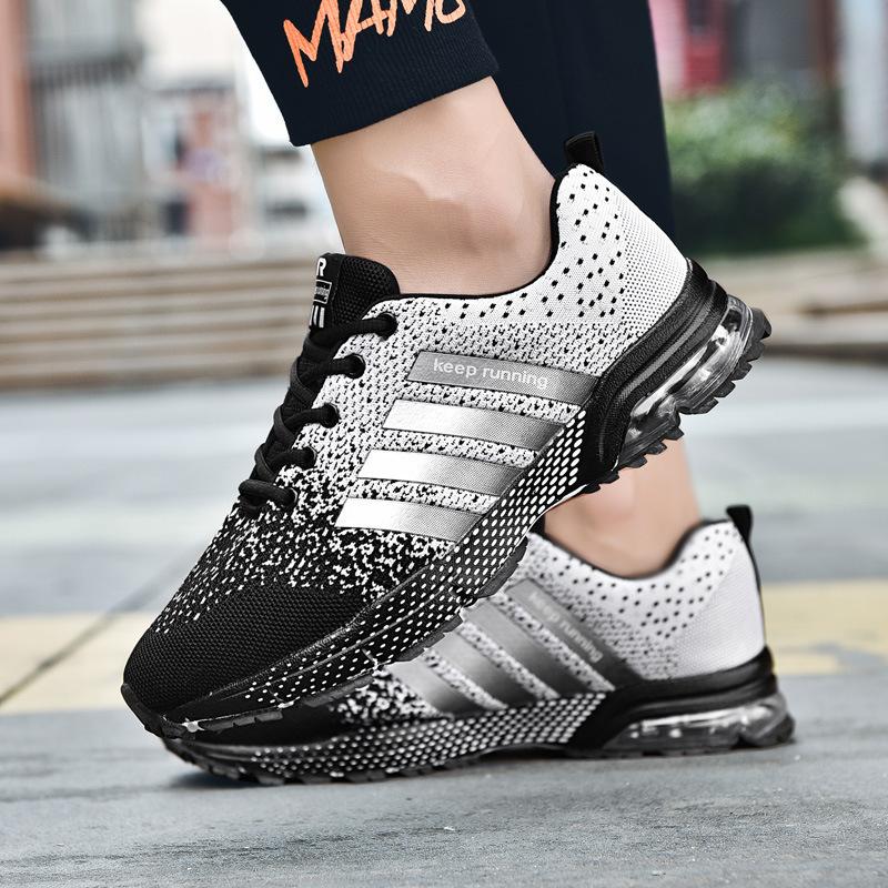 2 new men's shoes air cushion couple sports shoes casual trend flying woven men's running shoes