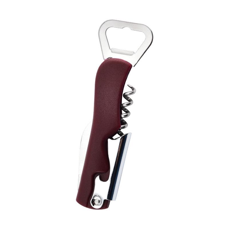 Stainless Steel Wine Opener & Knife Set with Plastic Handle - Portable Multifunctional Tool for Beer & Wine