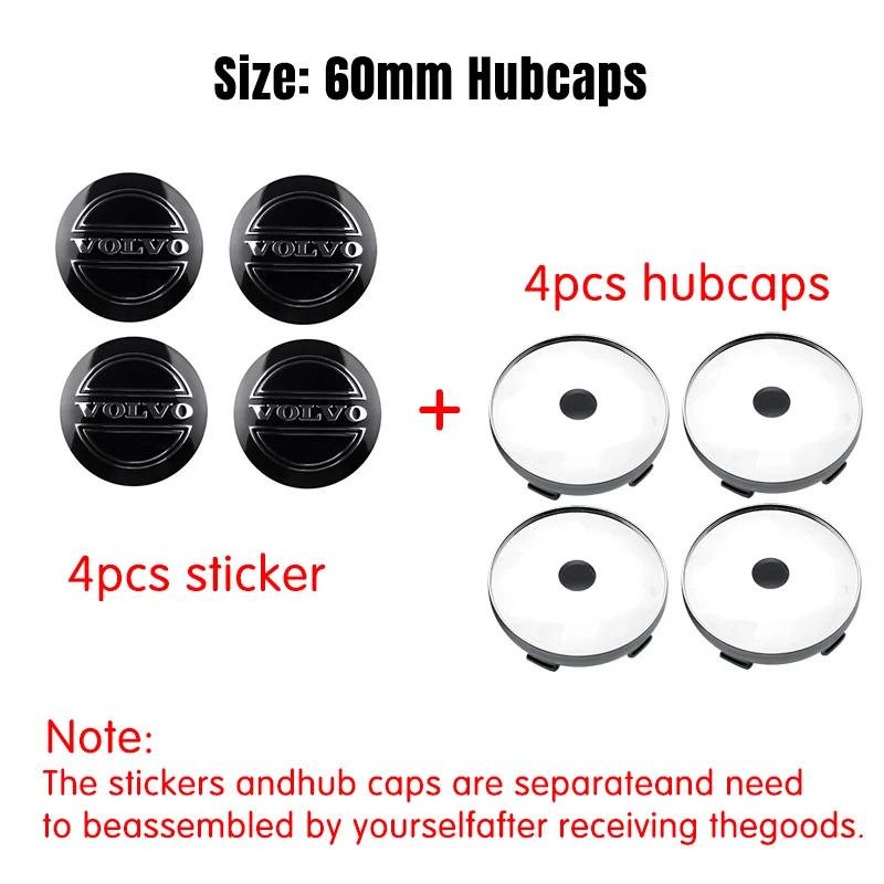 4pcs 56/60mm Car Wheel Center Cover Hub Caps Stickers Accessories For Volvo Rdesign AWD C30 C70 S40 S60 S70 S80 S90 V40 V50 V60