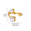 Design sense Double layer micro zircon pearl ring Flower personality lucky opening ring